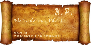 Mészáros Pál névjegykártya